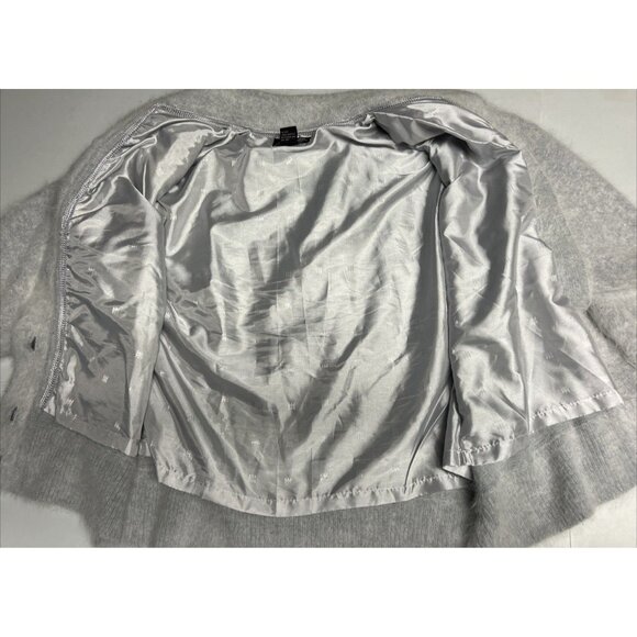 Venesha Angora Super Soft Cardigan Sweater Gray With Applique Flowers Size S - Picture 6 of 9